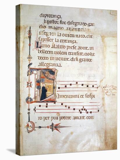 Illuminated Pages from Lauda by Jacopone of Todi, Manuscript, 8th Century-null-Stretched Canvas