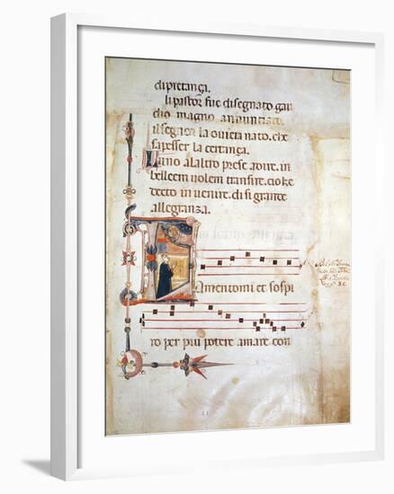 Illuminated Pages from Lauda by Jacopone of Todi, Manuscript, 8th Century-null-Framed Giclee Print