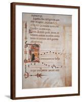 Illuminated Pages from Laudi by Jacopone of Todi, Manuscript, 13th Century-null-Framed Giclee Print