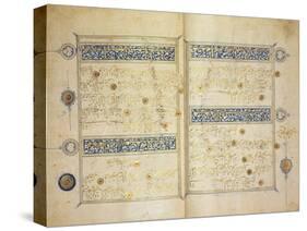 Illuminated pages of a Koran manuscript, Il-Khanid Mameluke School-null-Stretched Canvas