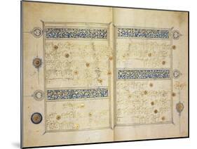 Illuminated pages of a Koran manuscript, Il-Khanid Mameluke School-null-Mounted Giclee Print