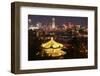 Illuminated Pagoda and Beijing Cityscape at Night, Beijing, China, Asia-Andy Brandl-Framed Photographic Print