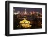 Illuminated Pagoda and Beijing Cityscape at Night, Beijing, China, Asia-Andy Brandl-Framed Photographic Print