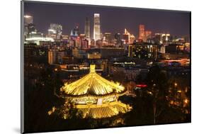 Illuminated Pagoda and Beijing Cityscape at Night, Beijing, China, Asia-Andy Brandl-Mounted Photographic Print