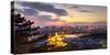 Illuminated Pagoda and View Towards the Western Part of Beijing City at Nightfall, Beijing, China-Andy Brandl-Stretched Canvas