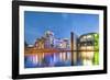 Illuminated Reichstag and Paul Lobe Haus, River Spree, Berlin, Germany-Sabine Lubenow-Framed Photographic Print