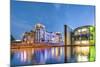 Illuminated Reichstag and Paul Lobe Haus, River Spree, Berlin, Germany-Sabine Lubenow-Mounted Photographic Print