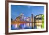 Illuminated Reichstag and Paul Lobe Haus, River Spree, Berlin, Germany-Sabine Lubenow-Framed Photographic Print