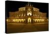 Illuminated Semperoper in Dresden in the Evening-Uwe Steffens-Stretched Canvas