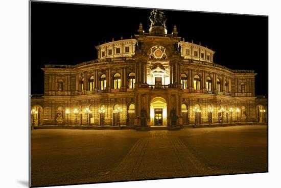 Illuminated Semperoper in Dresden in the Evening-Uwe Steffens-Mounted Photographic Print