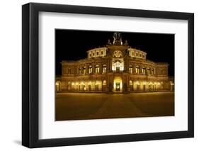 Illuminated Semperoper in Dresden in the Evening-Uwe Steffens-Framed Photographic Print