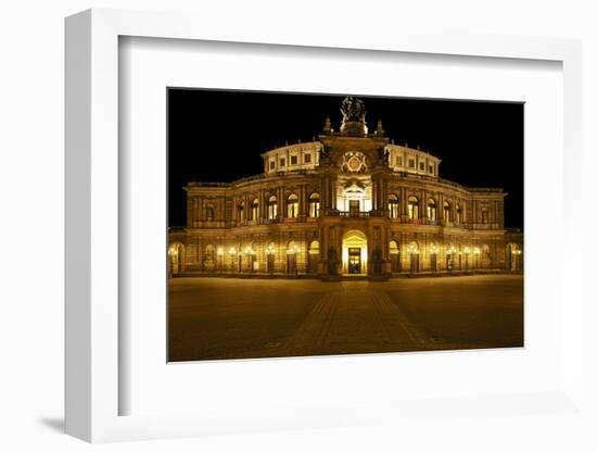 Illuminated Semperoper in Dresden in the Evening-Uwe Steffens-Framed Photographic Print