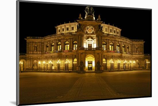 Illuminated Semperoper in Dresden in the Evening-Uwe Steffens-Mounted Photographic Print