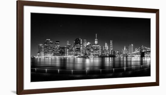 Illuminated Skylines at the Waterfront, Manhattan, New York City, New York State, USA-null-Framed Photographic Print