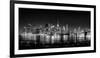 Illuminated Skylines at the Waterfront, Manhattan, New York City, New York State, USA-null-Framed Photographic Print