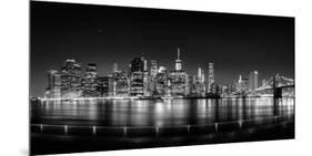 Illuminated Skylines at the Waterfront, Manhattan, New York City, New York State, USA-null-Mounted Photographic Print
