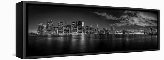 Illuminated Skylines at the Waterfront, Manhattan, New York City, New York State, USA-null-Framed Stretched Canvas