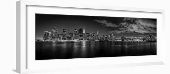 Illuminated Skylines at the Waterfront, Manhattan, New York City, New York State, USA-null-Framed Photographic Print