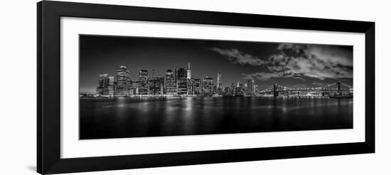 Illuminated Skylines at the Waterfront, Manhattan, New York City, New York State, USA-null-Framed Photographic Print