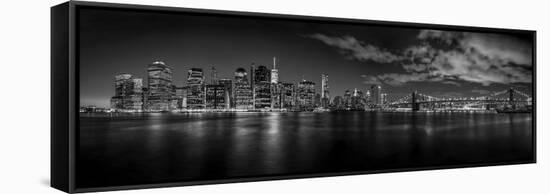 Illuminated Skylines at the Waterfront, Manhattan, New York City, New York State, USA-null-Framed Stretched Canvas