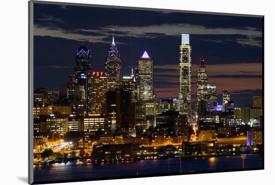 Illuminated skylines, Philadelphia, Pennsylvania, USA-null-Mounted Photographic Print