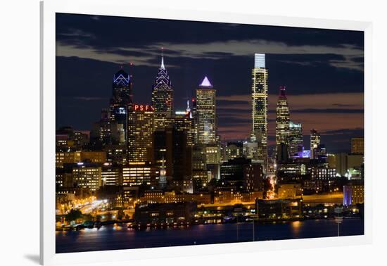 Illuminated skylines, Philadelphia, Pennsylvania, USA-null-Framed Photographic Print