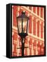 Illuminated Street Light, Galveston, Texas, USA-Walter Bibikow-Framed Stretched Canvas