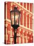 Illuminated Street Light, Galveston, Texas, USA-Walter Bibikow-Stretched Canvas