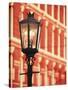 Illuminated Street Light, Galveston, Texas, USA-Walter Bibikow-Stretched Canvas