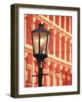 Illuminated Street Light, Galveston, Texas, USA-Walter Bibikow-Framed Photographic Print