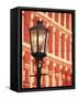 Illuminated Street Light, Galveston, Texas, USA-Walter Bibikow-Framed Stretched Canvas