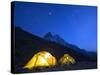 Illuminated Tents at Island Peak Base Camp, Sagarmatha National Park, Himalayas-Christian Kober-Stretched Canvas
