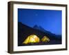 Illuminated Tents at Island Peak Base Camp, Sagarmatha National Park, Himalayas-Christian Kober-Framed Photographic Print