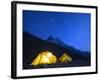 Illuminated Tents at Island Peak Base Camp, Sagarmatha National Park, Himalayas-Christian Kober-Framed Photographic Print