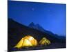 Illuminated Tents at Island Peak Base Camp, Sagarmatha National Park, Himalayas-Christian Kober-Mounted Photographic Print