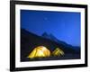 Illuminated Tents at Island Peak Base Camp, Sagarmatha National Park, Himalayas-Christian Kober-Framed Photographic Print