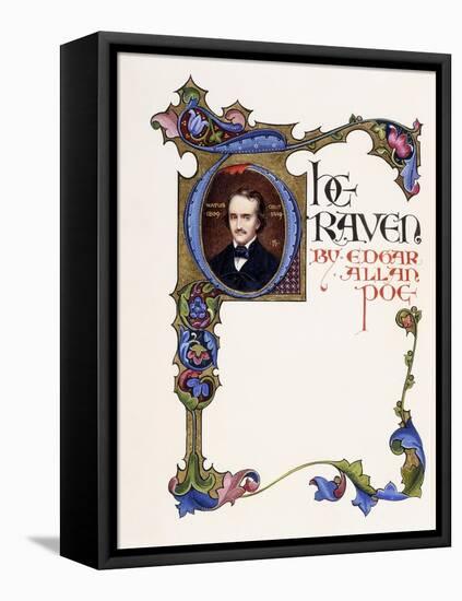 Illuminated Title Page from the Book 'The Raven' by Edgar Allan Poe-Alberto Sangorski-Framed Stretched Canvas