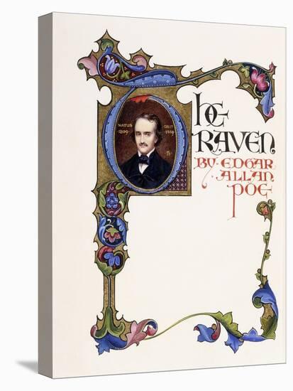 Illuminated Title Page from the Book 'The Raven' by Edgar Allan Poe-Alberto Sangorski-Stretched Canvas