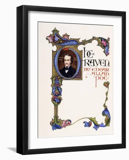 Illuminated Title Page from the Book 'The Raven' by Edgar Allan Poe-Alberto Sangorski-Framed Giclee Print