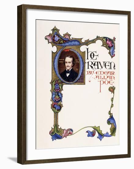 Illuminated Title Page from the Book 'The Raven' by Edgar Allan Poe-Alberto Sangorski-Framed Giclee Print