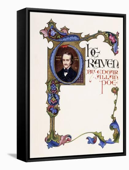 Illuminated Title Page from the Book 'The Raven' by Edgar Allan Poe-Alberto Sangorski-Framed Stretched Canvas