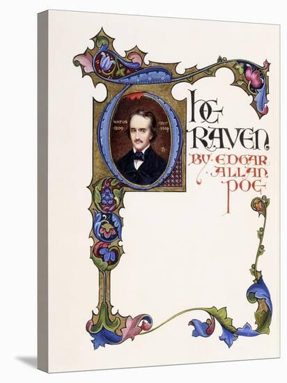 Illuminated Title Page from the Book 'The Raven' by Edgar Allan Poe-Alberto Sangorski-Stretched Canvas