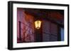 Illuminated vintage street lamp on wall, Calle Crisologo, Vigan, Ilocos Sur, Philippines-null-Framed Photographic Print