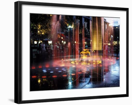 Illuminated Water Fountain, South Bank, Melbourne, Victoria, Australia-Richard Nebesky-Framed Photographic Print