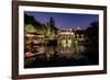 Illuminated Wen Ying Ge Tea House and Pavilion at West Lake, Hangzhou, Zhejiang, China, Asia-Andreas Brandl-Framed Photographic Print