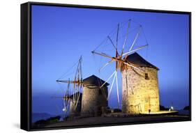 Illuminated Windmills of Chora, Patmos, Dodecanese, Greek Islands, Greece, Europe-Neil Farrin-Framed Stretched Canvas