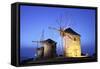 Illuminated Windmills of Chora, Patmos, Dodecanese, Greek Islands, Greece, Europe-Neil Farrin-Framed Stretched Canvas