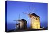 Illuminated Windmills of Chora, Patmos, Dodecanese, Greek Islands, Greece, Europe-Neil Farrin-Stretched Canvas