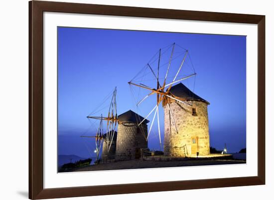 Illuminated Windmills of Chora, Patmos, Dodecanese, Greek Islands, Greece, Europe-Neil Farrin-Framed Photographic Print