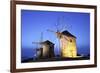 Illuminated Windmills of Chora, Patmos, Dodecanese, Greek Islands, Greece, Europe-Neil Farrin-Framed Photographic Print